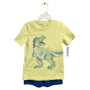 New Carter's toddler boys' dinosaur T-shirt and shorts, 2-piece set, size 4T. - Picture 1 of 6