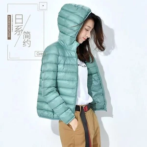 Women's Lightweight Long-Sleeve Full-Zip Packable Hooded Puffer Jacket Slim Coat - Picture 1 of 22