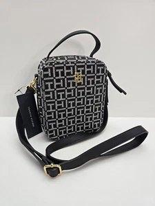 Tommy Hilfiger Crossbody Canvas Logo Women's Black+White Bag 69J9466 MSRP-$98 - Picture 1 of 8
