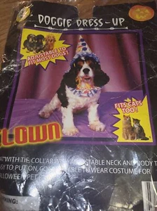 Small Dog Or Cat Costume Clown Hat And Collar Open Package Never Used - Picture 1 of 4