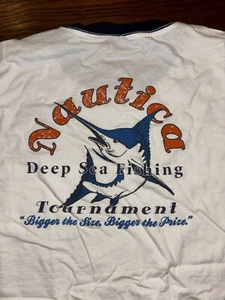 Nautica Swordfish Hochseeangeln "Hooking Up" Pocket Ringer T-Shirt Herren L - Bild 1 von 7