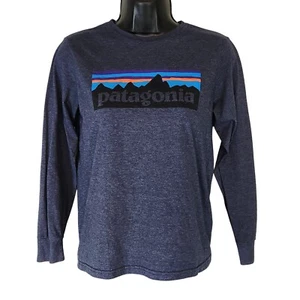 Patagonia Long Sleeve T-Shirt Graphic Logo Top Activewear Blue Size Youth L - Picture 1 of 6