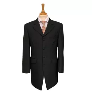 Black 3/4 Length Jacket - Wedding / Drape Coat / Steampunk / Teddy Boy / Goth - Picture 1 of 3