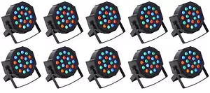 (10) Rockville RockPAR50 LED RGB Compact Par Can DJ/Club DMX Wash Lights - Picture 1 of 11
