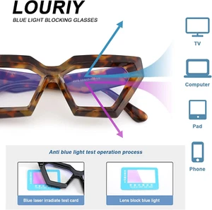 Fashion Square Blue Light Blocking Glasses Glare Digital Eyestrain Reading Ey... - Picture 1 of 1