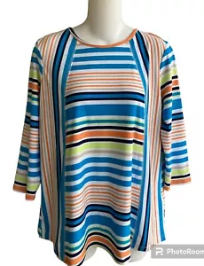 Ruby Rd. Weißes mehrfarbiges Stricktop 3/4-Arm Damen PM superweich neu mit Etikett - Bild 1 von 3