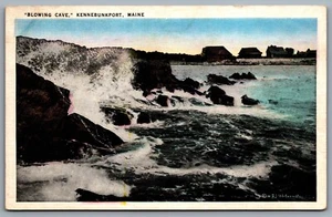 Postcard Kennebunkport ME c1930s "Blowing Cave" Old Houses Surf BJ Whitcomb - Picture 1 of 2