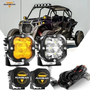 2x AUXBEAM 80W 3" LED Pods Work Light Bar Fog Driving Lights White Amber +Covers - Picture 1 of 12