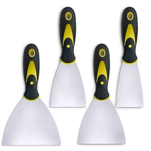 4-Pc Stainless Putty Knife Set - 2/3/4/5 inch Scrapers w/ Comfort Grip - Picture 1 of 7