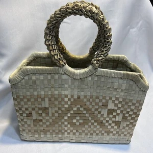 Woven Straw Basket Weave 2 Section Purse Made in Poland - Picture 1 of 7
