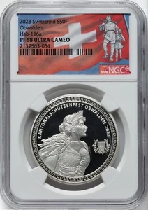Switzerland 2023 50 Francs Obwalden Shooting Festival NGC PF 68 Ultra Cameo - Picture 1 of 2