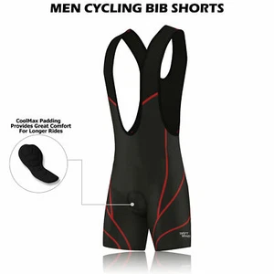 Mens Padded Bib Shorts Road Bike Cycling Shorts Cycle Apparel Pants Breathable - Picture 1 of 11