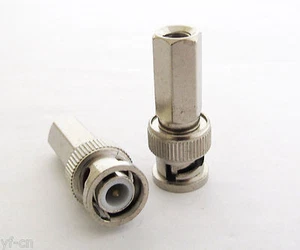 5pcs Twist-on BNC Male Plug RG59 RF Connector Nickel Plated for CCTV Cameras - Picture 1 of 3