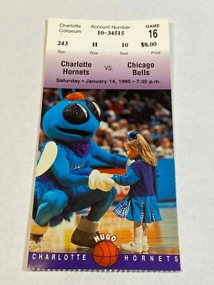 Charlotte Hornets Chicago Bulls NBA Old Ticket Stub #10 1-14-95 Scottie Pippen  - Image 1 of 2
