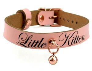 AURUM Custom Engraved Collar with Kitten Bell pendant eather Col40BlkRgE - Bild 1 von 3