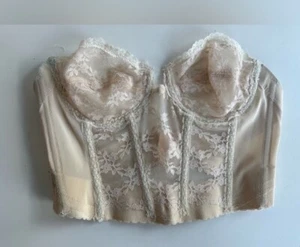 Vintage 70s 80s Backless by YoungSmoothie Lace Corset Bra Top 34B - Picture 1 of 4