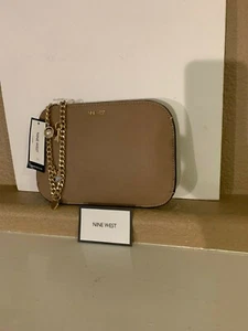 NEW with Tag Nine West Dark Wheat Tan Wristlet/Wallet Gold Chain - Picture 1 of 6