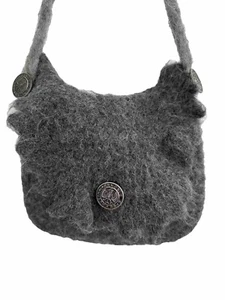 Mohair Vintage grau Handtasche Soldat Knöpfe Esx Devas Spes Militär Handarbeit Tasche - Bild 1 von 23