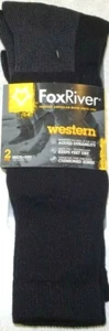 Fox River 6520 Socks, Fox River Westerner Over the Calf Socks, 2 pairs, USA Blac - Picture 1 of 2