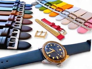Luxury Soft Leather Watch Band Strap Replacement Mens Ladies Womens 6mm to 30mm - Picture 1 of 191