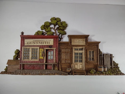 Vtg Burwood Western Frontier Town Gunsmith Cooperage Wall Plaque #1332 Cover