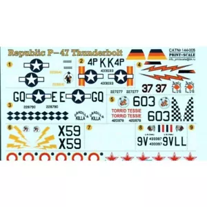 Calcomanía de tobogán acuático escala impresa 144-005 para avión 1:144 Republic P47 Thunderbolt - Imagen 1 de 12