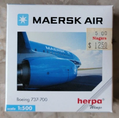 Vintage New 2000 Herpa Wings 1:500 Scale Maersk Air Boeing 737 700 Art# 511858 - Image 1 of 4