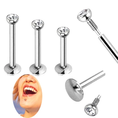 3pz Multi Größe Lippen Piercing Labret Monroe Cartilage Kristall Lippenpiercing - Bild 1 von 4