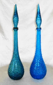 Juego de botellas decantador Empoli Hobnail Genie azul marino y azul con tapones hecho en Italia - Imagen 1 de 8