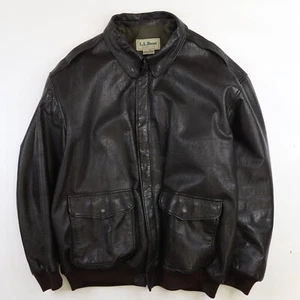 Vintage L.L. Chaqueta Bomber de Cuero Bean Talla 2XL Alta Negra - Imagen 1 de 7