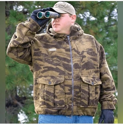 Vtg Men's Columbia Gallatin Heavy Wool Blend Camo Hunting Jacket Sz L Outdoors - Image 1 of 4