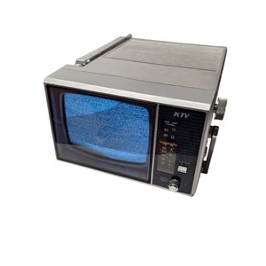 80s Portable KTV KT506 Black White Battery Operated Antena Vintage Cabin Camp - Picture 1 of 10