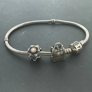Pandora Charm Bracelet W/ 2 Charms 24 Grams 7 1/4" - Picture 1 of 5