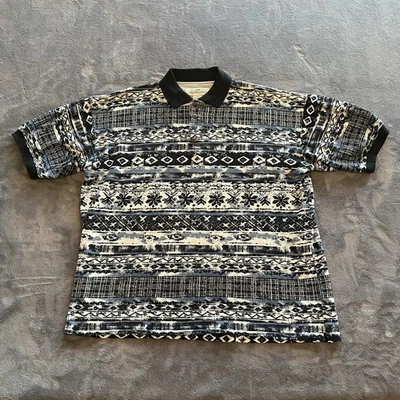 Vintage 90s Polo Ringer T-Shirt Men’s Large Geometric Art Hipster Casual Dad 80s - Image 1 of 4