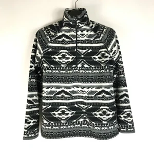Pullover polar Eddie Bauer estampado azteca 1/4 cremallera para mujer mediano cuello falso exterior - Imagen 1 de 12