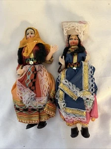 Vintage 6.5" Ethnic Doll Hard Fabric Body Painted Silk Face Traditional - Picture 1 of 6