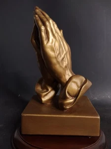 Bronzed/Copper Finished Mid Century Prating Hands 9.5 in Prayer Statue - Picture 1 of 14