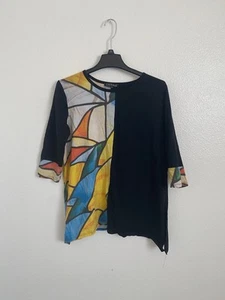 Camicetta astratta nera e multicolore CARINE - Foto 1 di 7