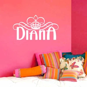 Custom Name With Princess Crown Wall Decal - Personalized Nursery & Kids Room - Picture 1 of 2
