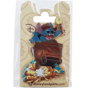 Disneyland Paris Big Thunder Mountain Cart Stitch Pin Trading Badge Disney Parks - Foto 1 di 4