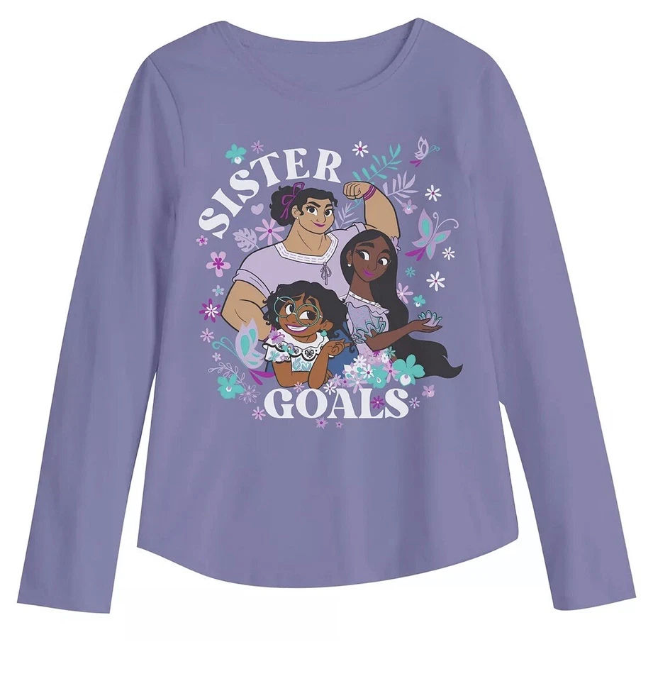 Disney Encanto Shirt Girls Size 6x Purple Graphic Tee Long Sleeve Sister Goals - Image 1 of 1