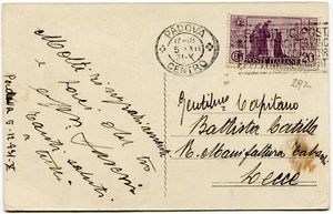1931 S. Antonio 20 cent. isolato su cartolina Padova dest. Lecce - Bild 1 von 1