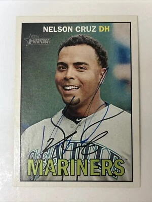 Nelson Cruz Autographed 2016 Topps Heritage #457 In Person N775 - Image 1 of 2