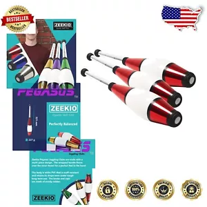 Premium Quality All Red Juggling Club Set - 3 Clubs for Beginners to Pros - Picture 1 of 9