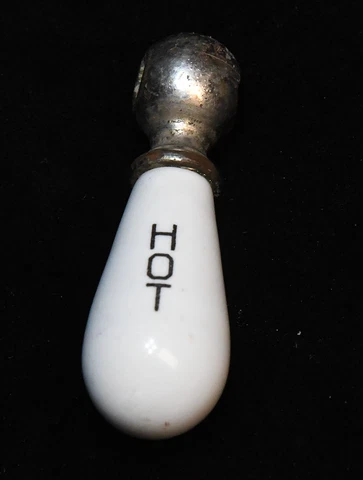 VINTAGE CERAMIC BATHROOM KITCHEN HOT FAUCET HANDLE  ARCHITECTURAL SALVAGE Cover