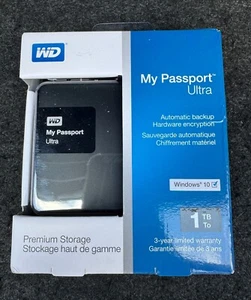 1TB WD My Passport Ultra USB 3.0 Secure Portable Hard Drive WDBGPU0010BBK-NESN - Afbeelding 1 van 2