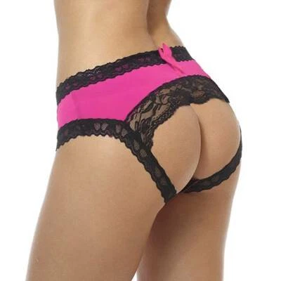 Sexy Womens Lingeries Lace Panties Bow Sissy Open Butt G-String Underwear Brief - Image 1 of 4