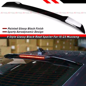 For 2015-2023 Ford Mustang S550 V Style Gloss Black Rear Window Roof Top Spoiler - Picture 1 of 8