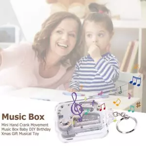 Kids DIY Music Box Movement Keychain Handy Crank Musical Birthday Gifts Toy - Picture 1 of 12