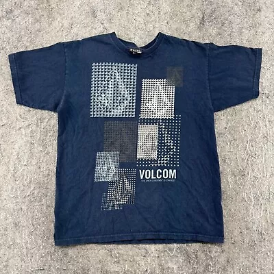 VINTAGE Volcom Shirt Mens  Medium Blue Logo Geometric Print Short Sleeve Y2K - Image 1 of 4
